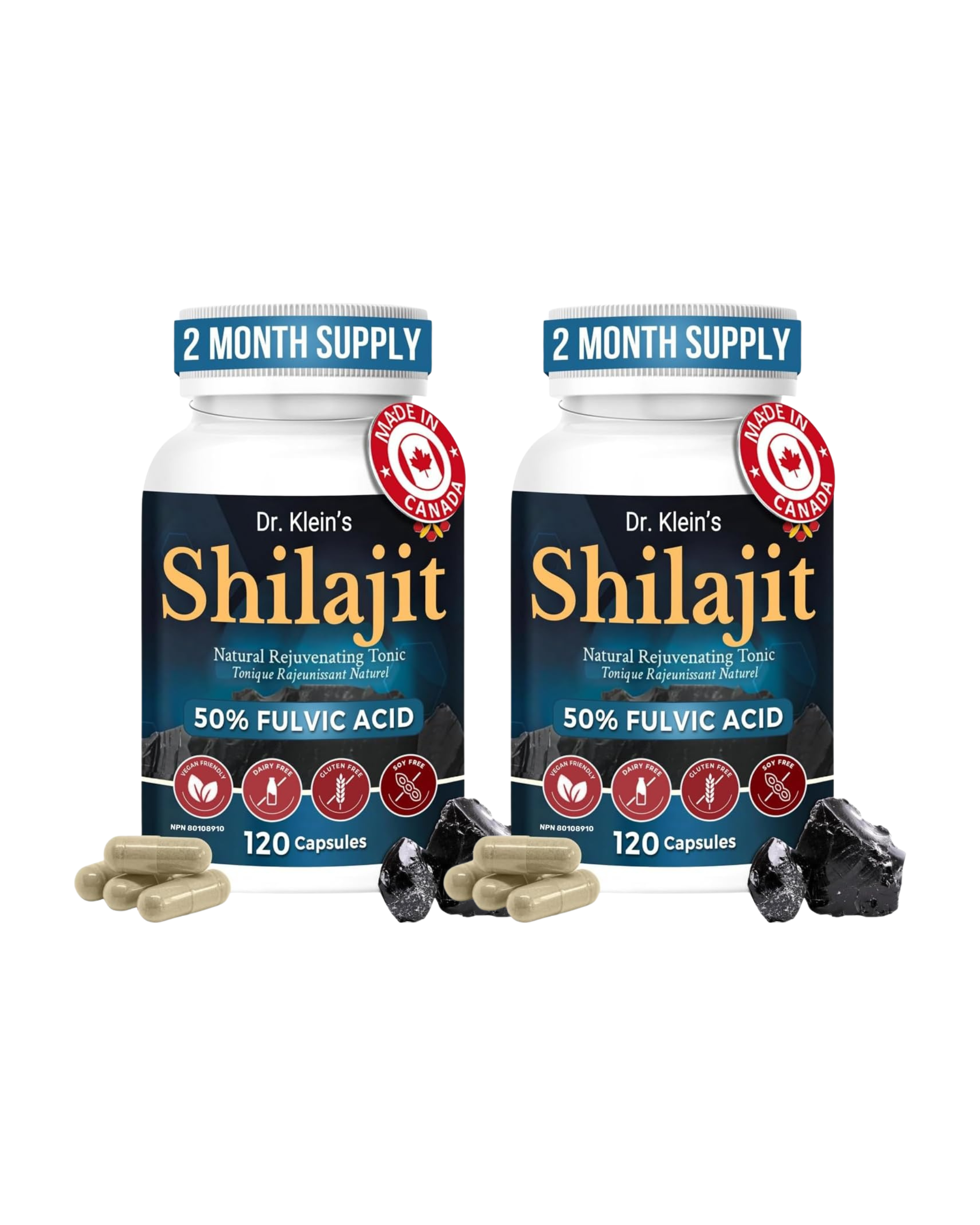 Shilajit 250 mg 2 Pack of 120 Capsules - Bundle & Save $9.99